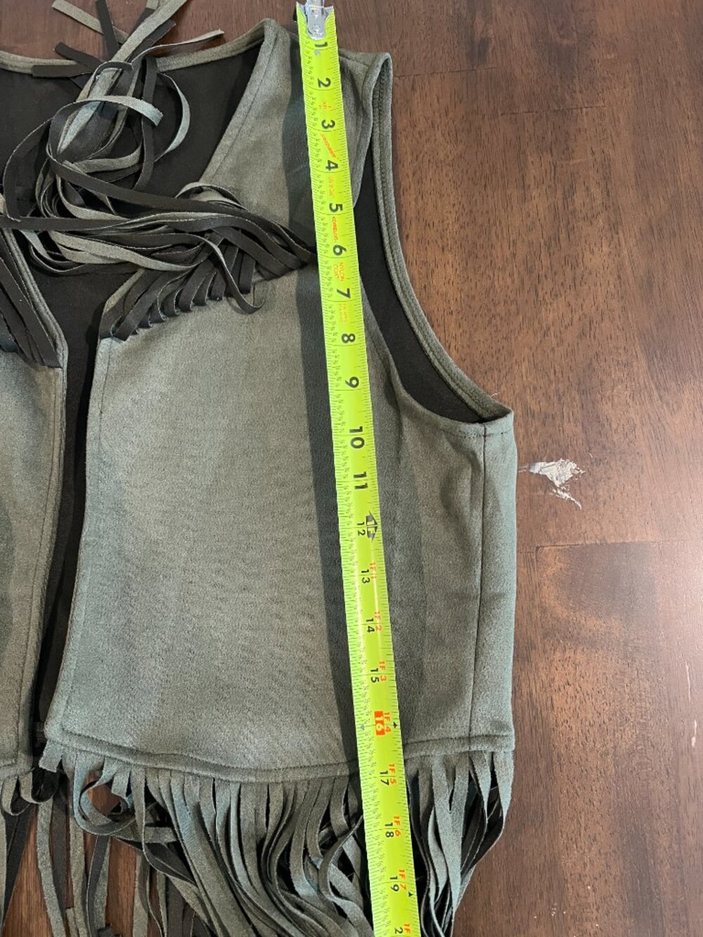 Dokotoo Army Green Faux Suede Fringe Vest Boho Western Cowgirl Women's Size L - Picture 7 of 7